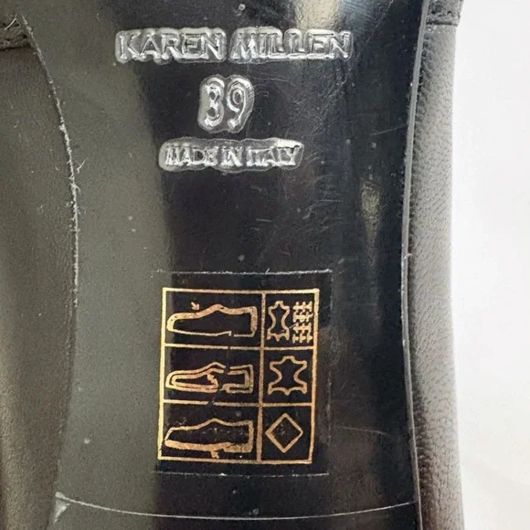 Karen Millen Leather Ankle Boots 39 Black Stiletto Heel Minimalist Chic Office - Picture 6 of 7
